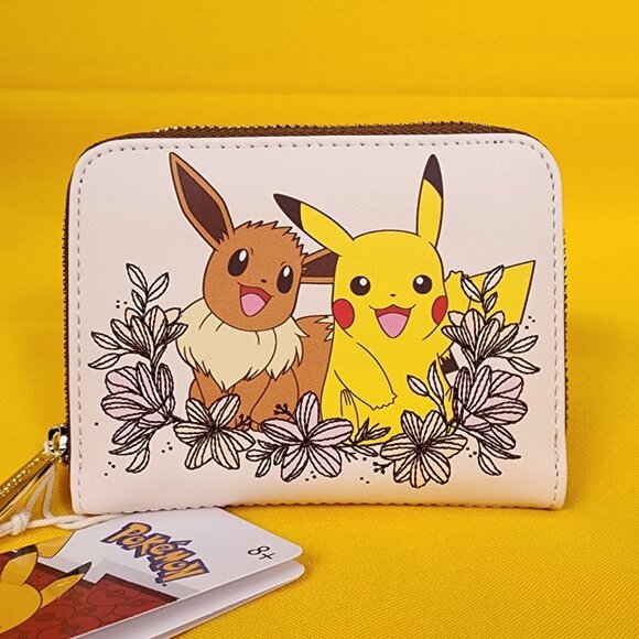 Loungefly Pokémon Pikachu & Eevee Floral Zip Wallet NEW - Picture 1 of 13